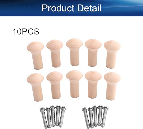 Miniatura 5 de Yinpecly 5 ganchos de pared de madera de 1.260 in de diámetro, ganchos de madera natural, ganchos montados en la pared, gancho para bata, sombreros,