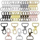 Morbeste 40 Pieces Swivel Clasps Lanyard Snap Hooks with D Rings, Metal Keychain Clip Hook Lobster Claw Clasp for Keychain Purse Hardware Sewing Jewelry DIY Craft Project (25 mm), 25mm