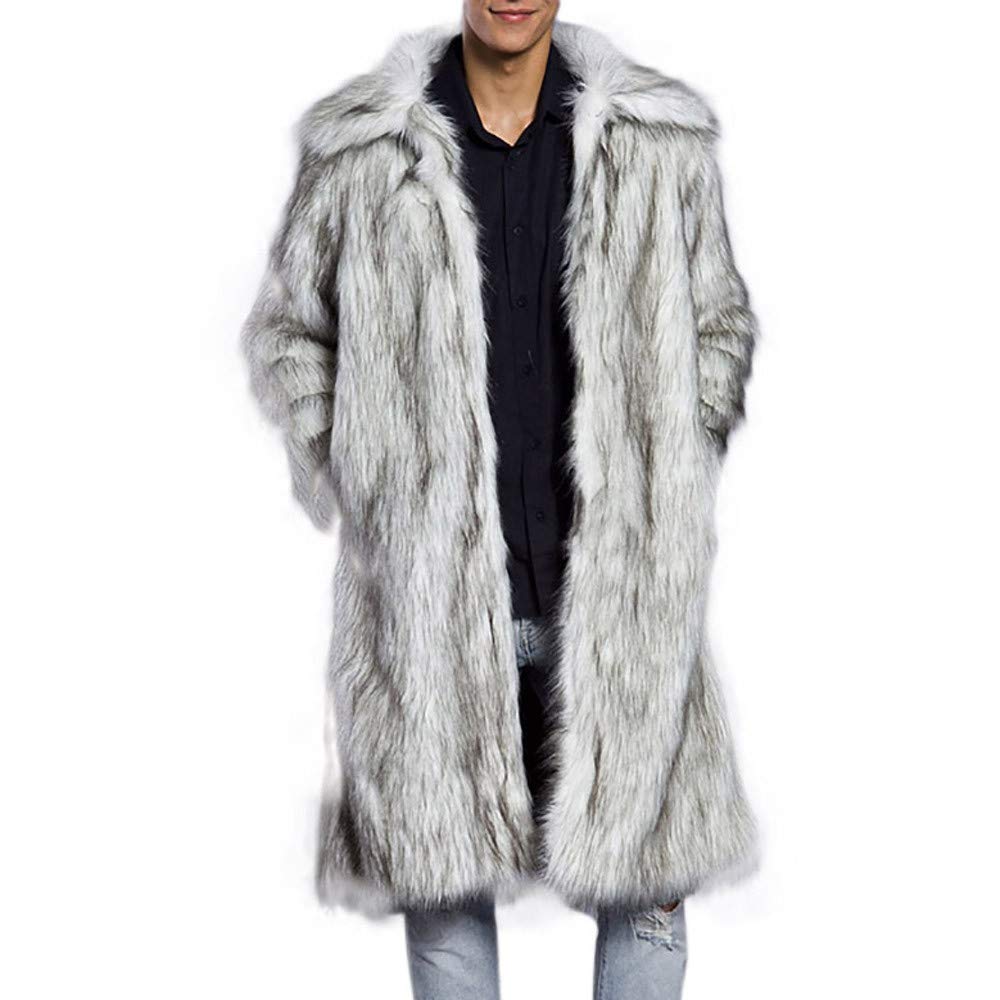 Amazon.com: Men Fluffy Faux Fur Coat White Faux Fur Thick