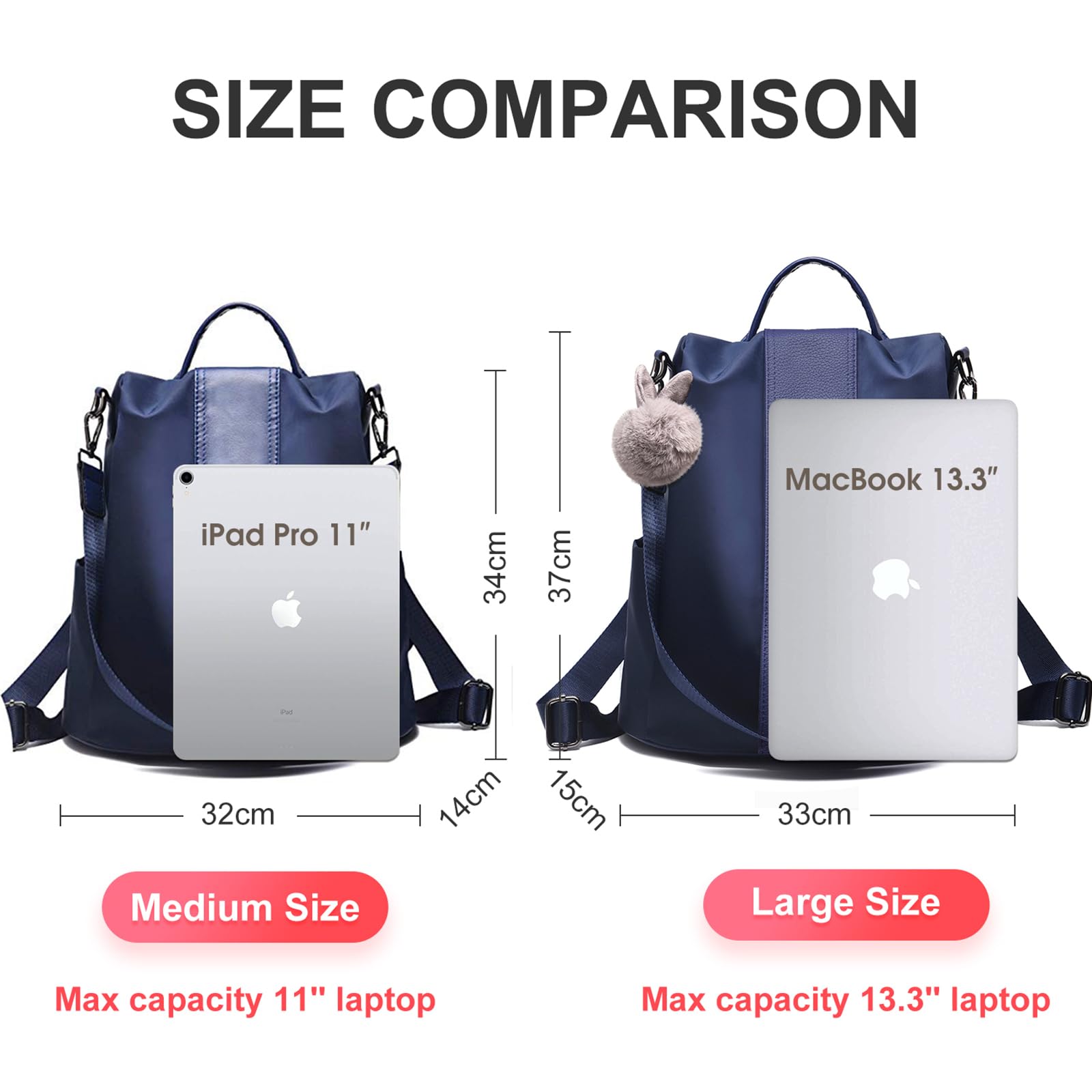 Charmore Zaino da Donna Antifurto Borse Nylon impermeabile Daypack Spalla per Viaggio Lavoro Scuola