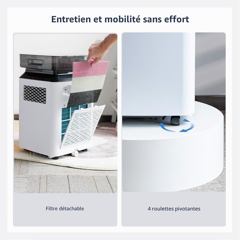Kalopsia Déshumidificateur d’Air Électrique Professionnel: 80L/Jour Grande Capacité 170m² Pompe de Relevage Tuyau Drainage Continu Silencieux Pour Cave/Maison/Salle de Bain/Garage/Buanderie/Chambre