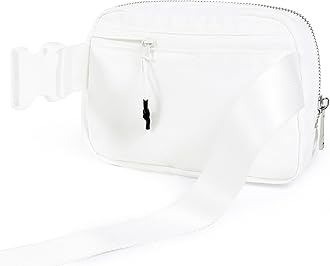 ODODOS Unisex Mini Belt Bag with Adjustable Strap Small Fanny Pack for Workout Running Traveling Hiking, White