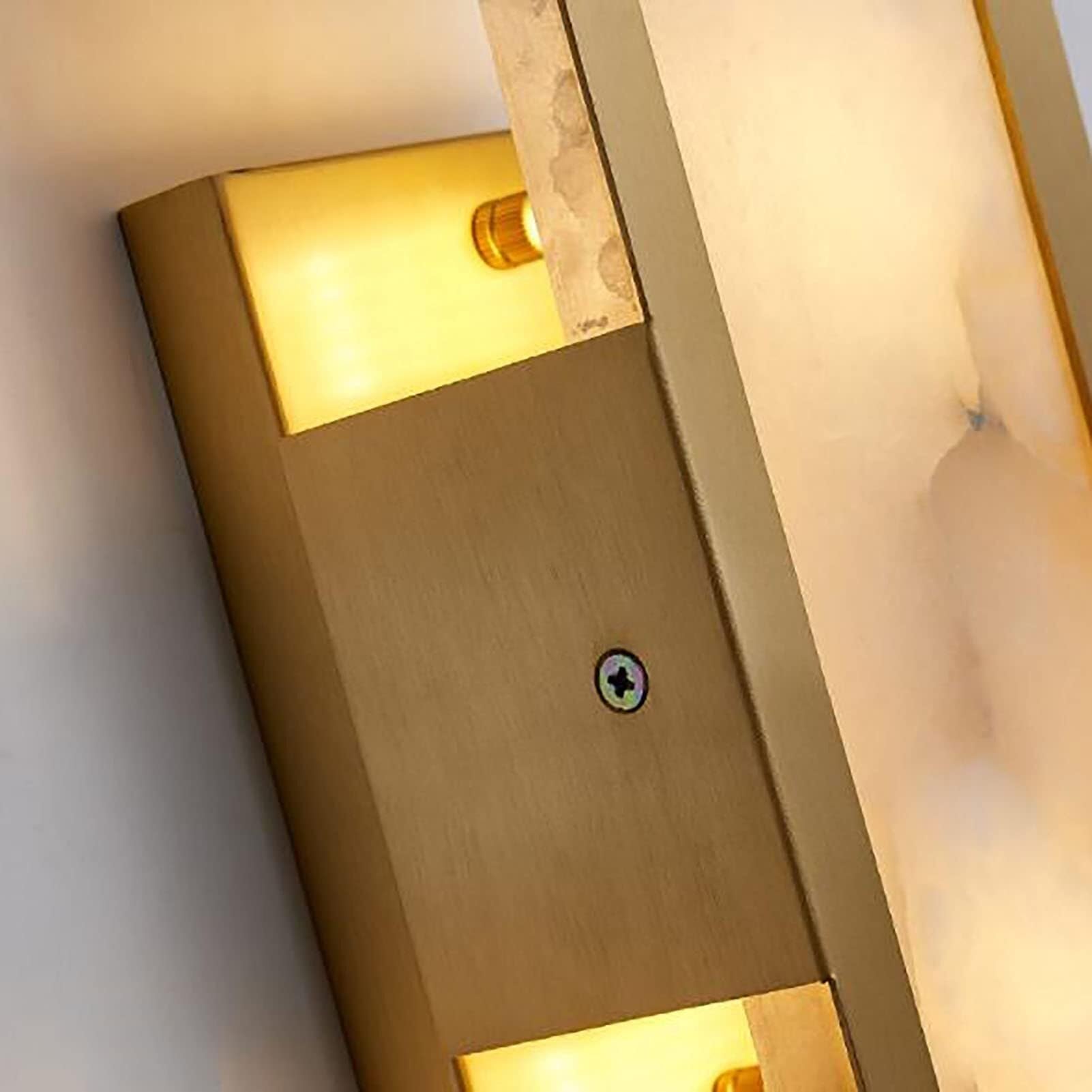 Kinkiety Kinkiet Marmurowy Kinkiet Przemysłowy 2-Światłowy Szczotkowany Mosiądz Kinkiet Owalny Dekoracja Ścienna Lampa Ścienna Do Toaletki, Stolika Nocnego, Res,Copper.-10x50cm