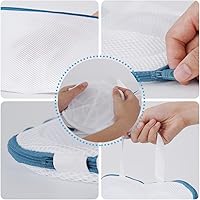 Vista 6 de 3 bolsas de lavado de brasieres para ropa sucia de malla para mujer, ropa interior, bolsas con asa y cremallera, bolsa de lavandería para lavadora