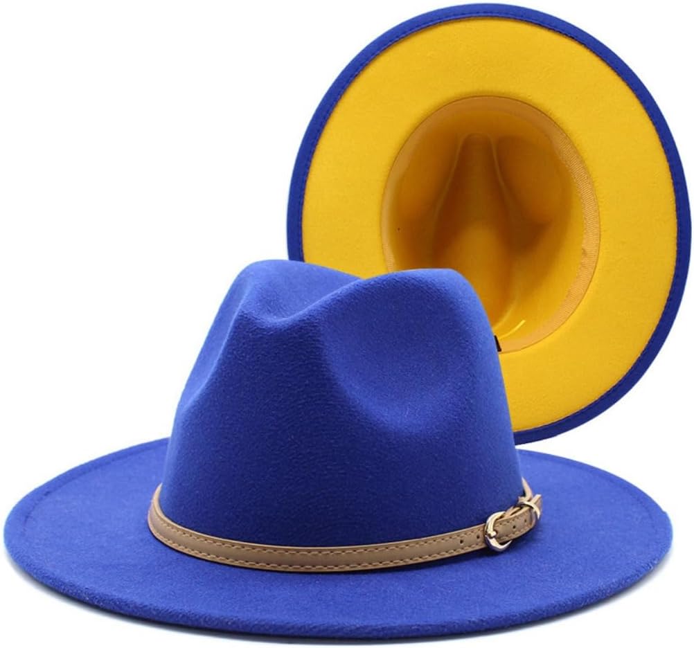 Classic Red Fedora Hat with Navy Interior, 2-Inch Brim, Cotton Felt, Leather-Look Band