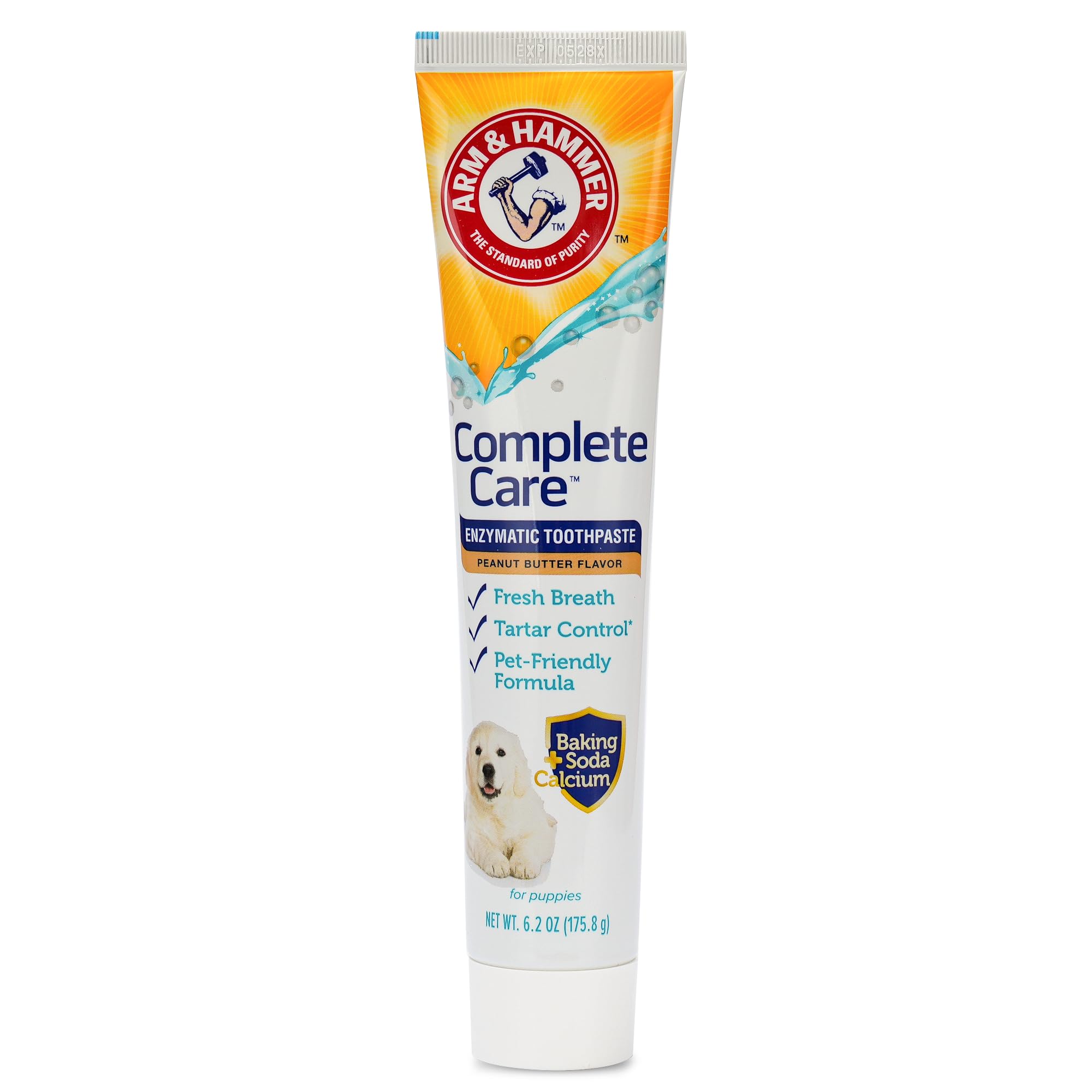 Arm & Hammer Complete Care Enzymatic Dog Toothpaste | 6.2 oz Peanut Butter Flavor for Puppies | Great Tasting With Baking Soda