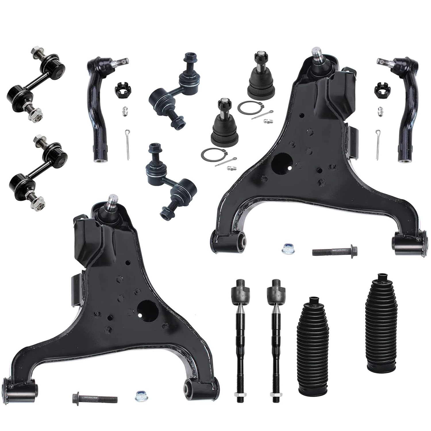 Detroit Axle - 14PC Front Lower Control Arm Ball Joint Sway Bar Inner Outer