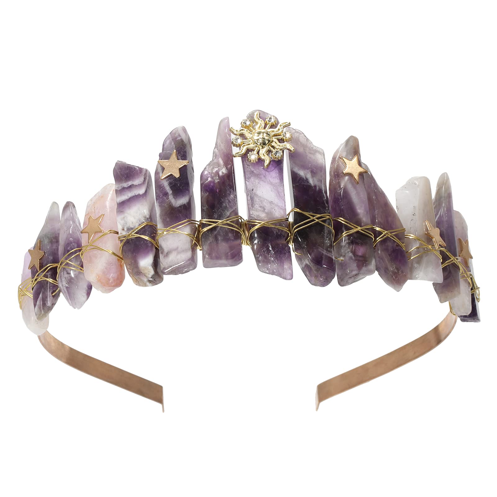 Amazon.com : CHLINS Raw Crystal Quartz Tiara Headband - Moon  display picture 3