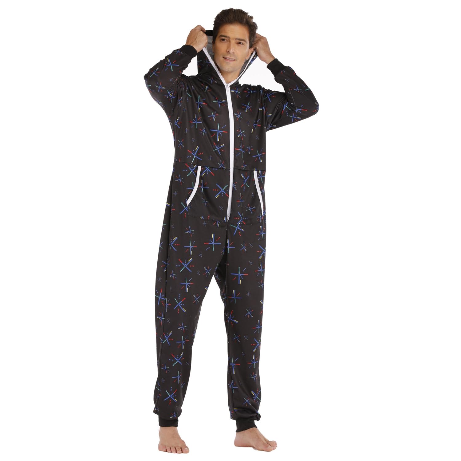 Piżama Onesie Męska Miękka Miękka Wygodne Kombinezon, Jednoczęściowa Piżama