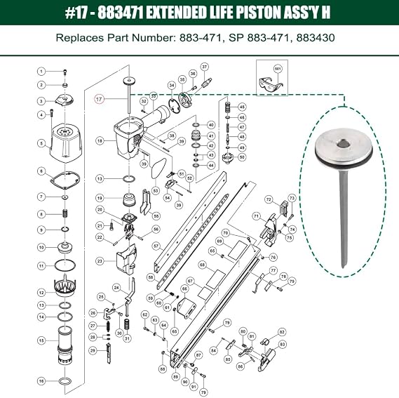 883-471 Aftermarket Piston Driver Assembly for NR65AK2S Strip Nailer