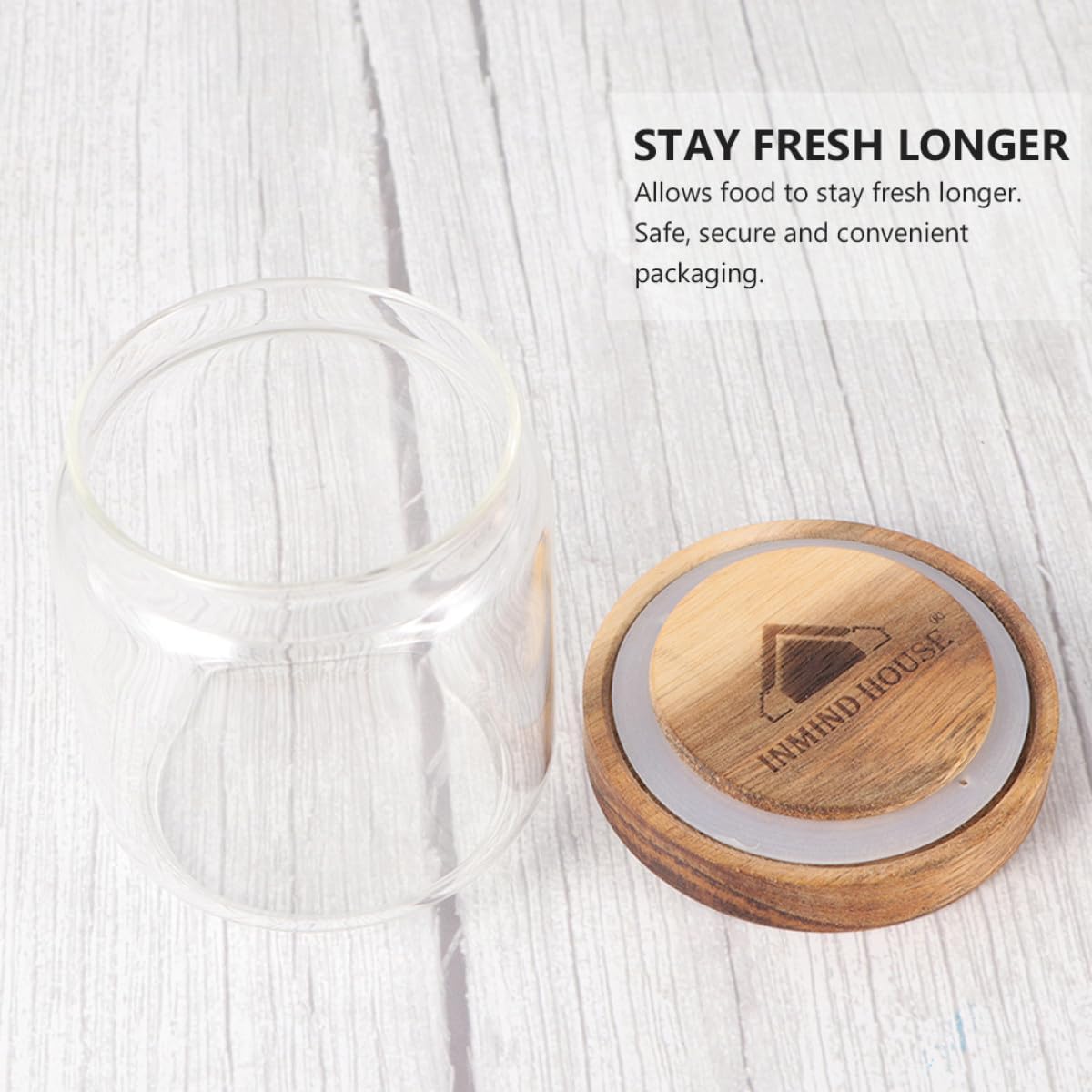 Totority 3pcs Glass Food Storage Jars with High Borosilicate Glass and Nordic Acacia Wood Lids Airtight Tea Jar and Grain Canister Set for Kitchen Pantry Organization