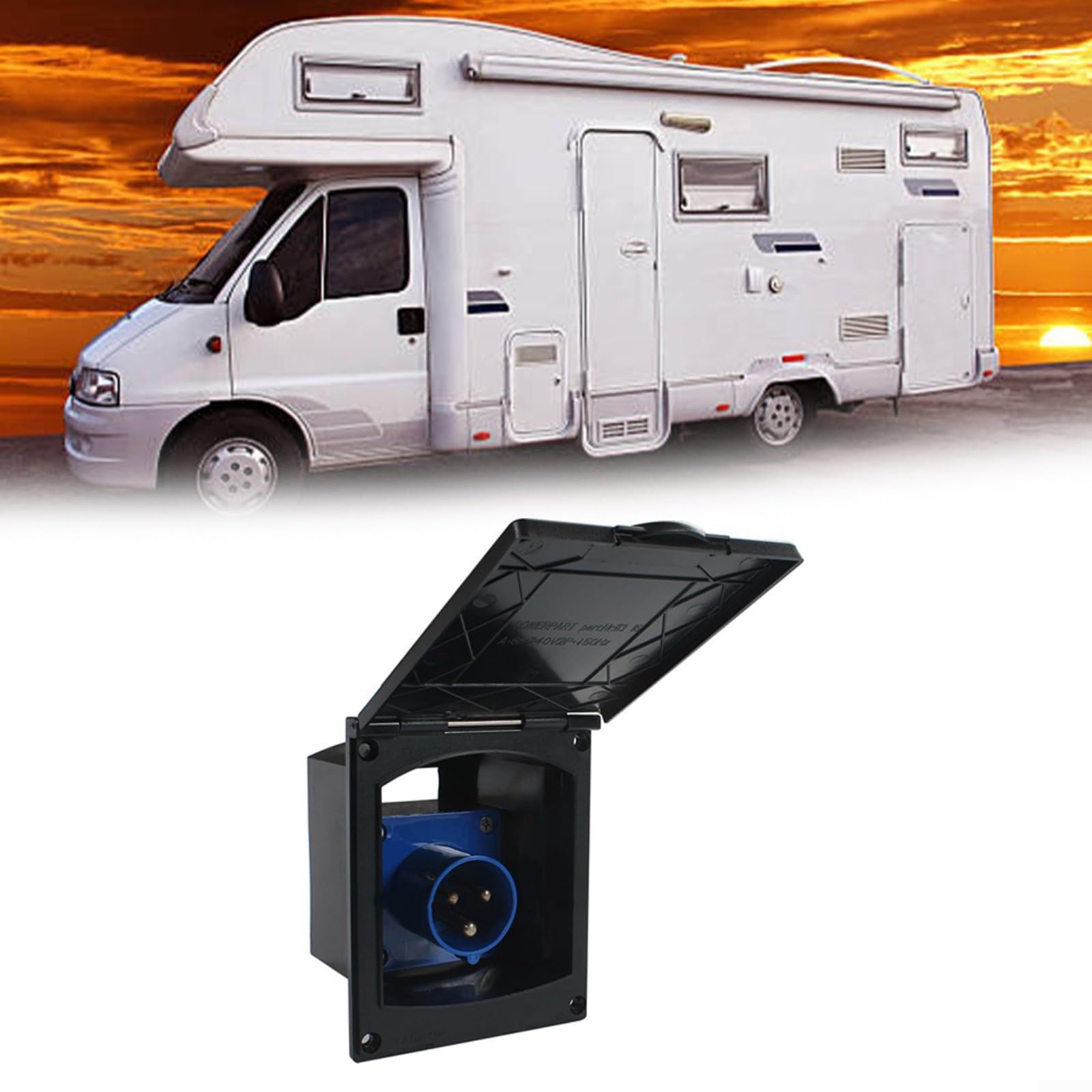 Enchufe de alimentación para caravana RV Camper IP44 impermeable caja de enchufe externo 220V-250V 16A toma de corriente con cubierta protectora para caravana, remolque, casa móvil, instalación al