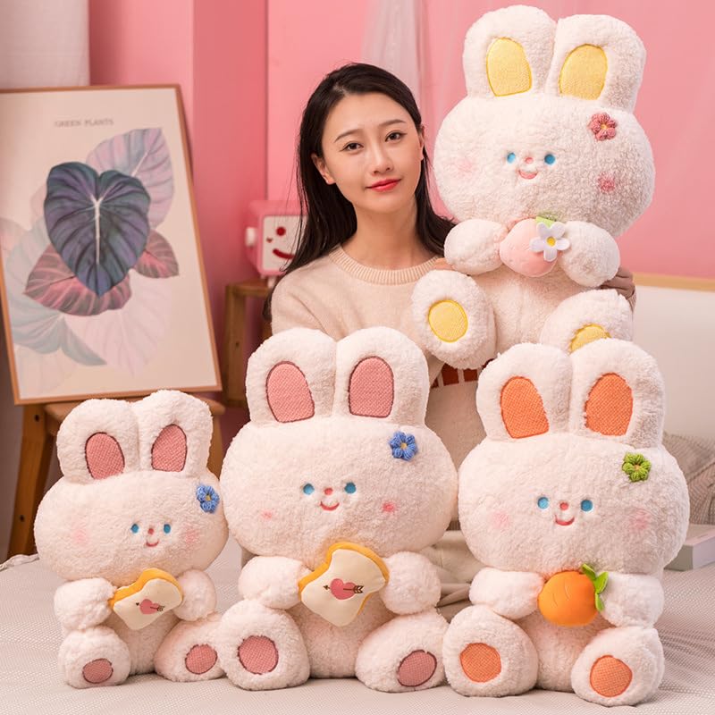 Simpatico Coniglio Peluche Giocattolo Kawaii Morbido Coniglietto Coniglio Cuscino Peluche Animale Bambola Giocattolo per Ragazze/Coppie Regalo di Compleanno 55 cm Pane