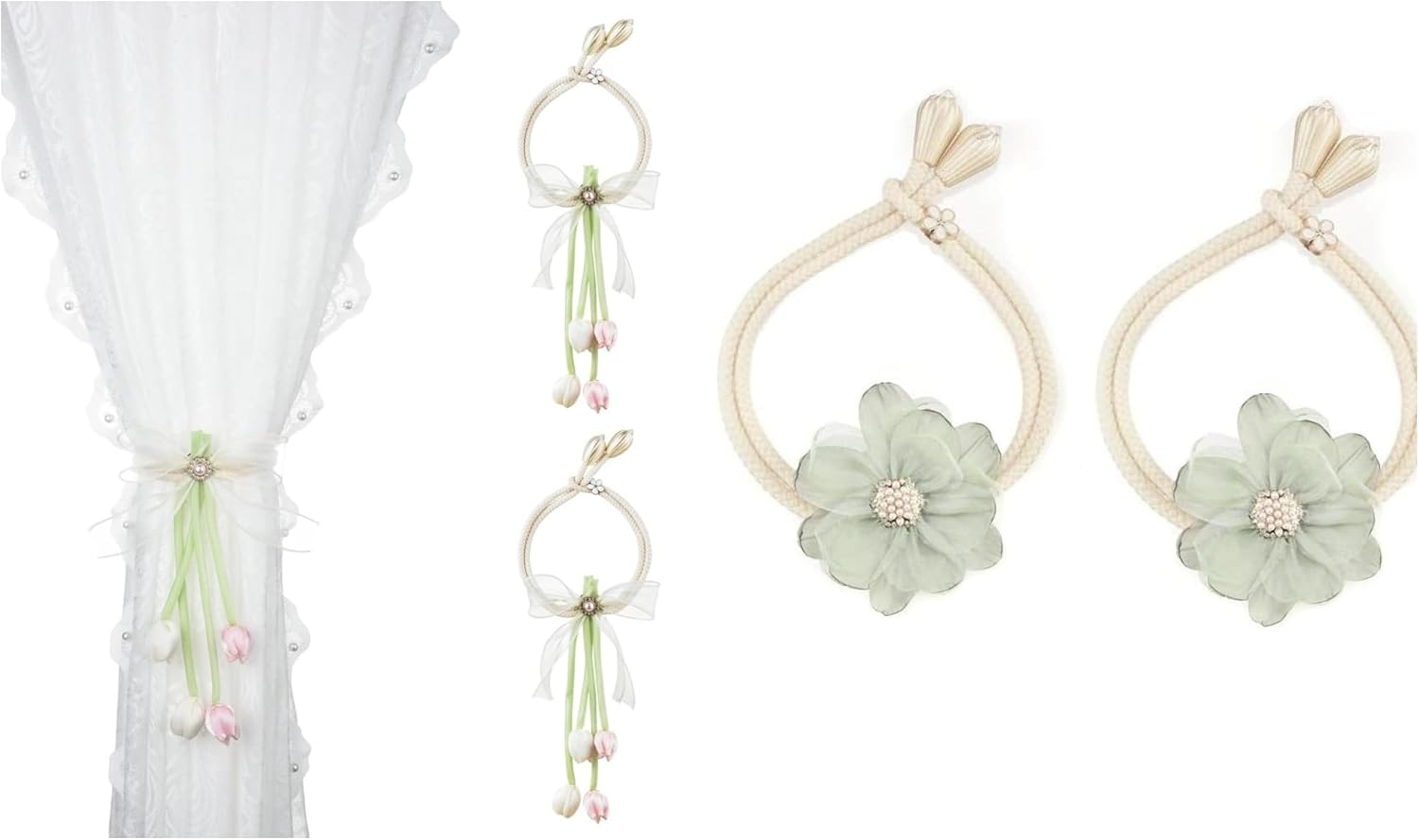 Handmade Tulip Flower Curtain Tiebacks