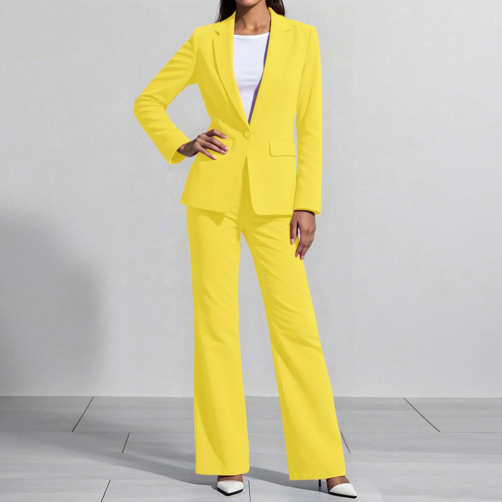 Damen Hosenanzug Elegant 2 Teilig - Zweiteiliger 2-Teiliges Anzug Set Streifen Festlich Hochzeit Business Blazer Anzughosen Einreiher/Zwei Frühling Sommer Damenanzug