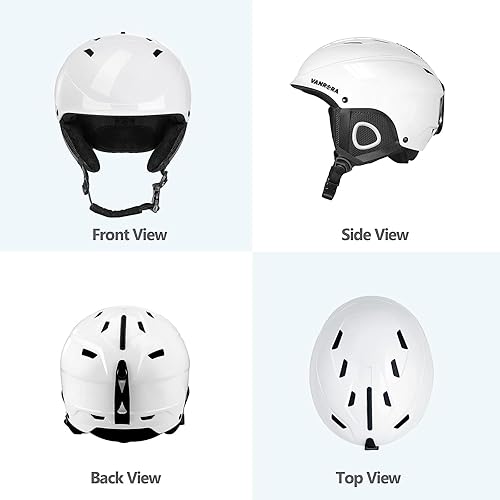 Miniatura 5 de VANRORA Paquete combinado de casco y gafas de esquí, casco de snowboard certificado de seguridad, lentes intercambiables para snowboard