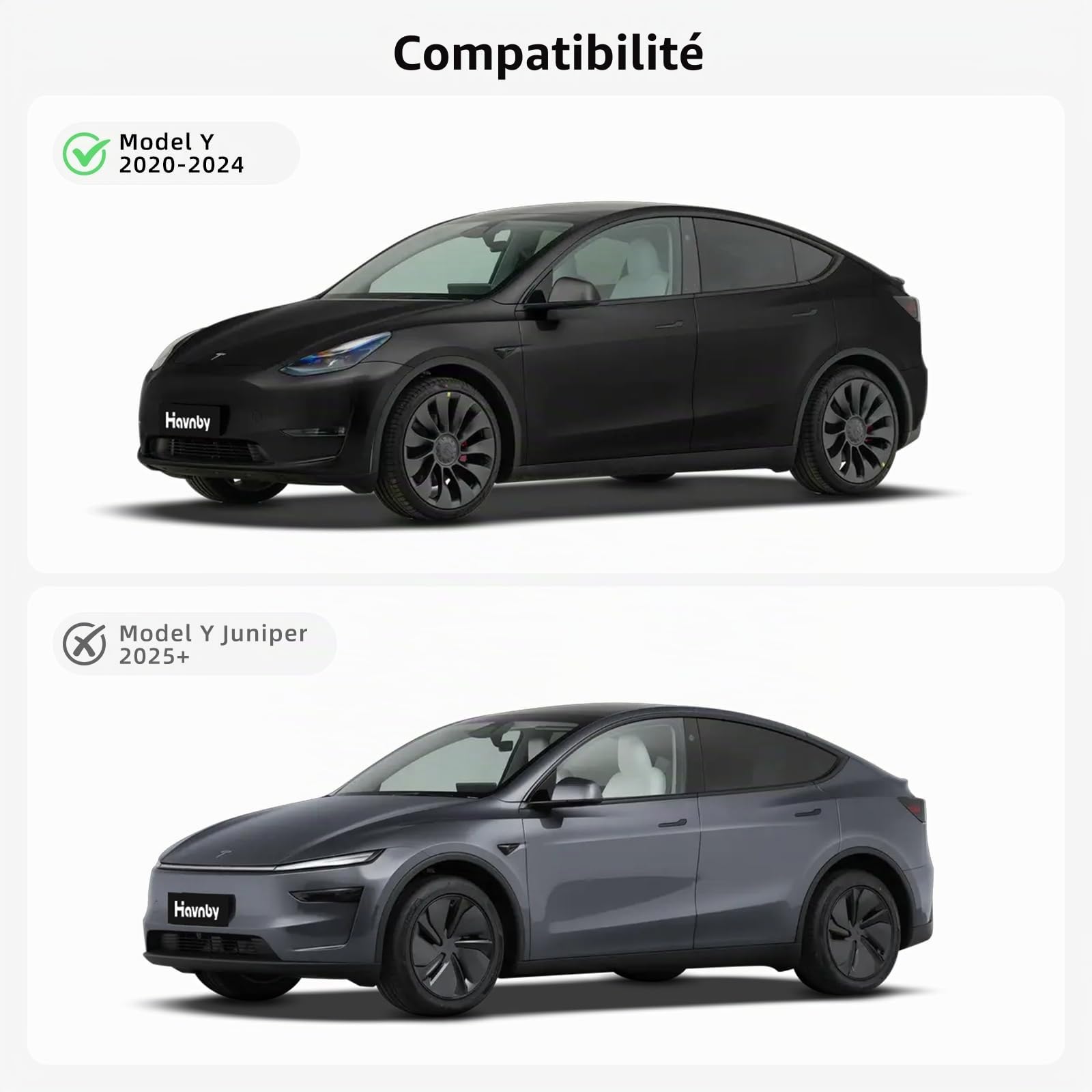 Havnby Tesla Model Y Rideaux de Voiture Brise-Vue Pare-Soleil pour Camping Accessoires de Voiture Pliables UV et Protection Solaire 8 pièces