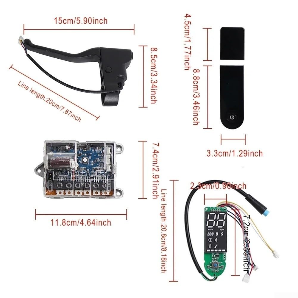 Kit controller scooter elettrico per Xiaomi M365 Pro, acceleratore acceleratore cruscotto con connettori luce LED, parte di ricambio in ABS nero (M 365 Pro Kit)