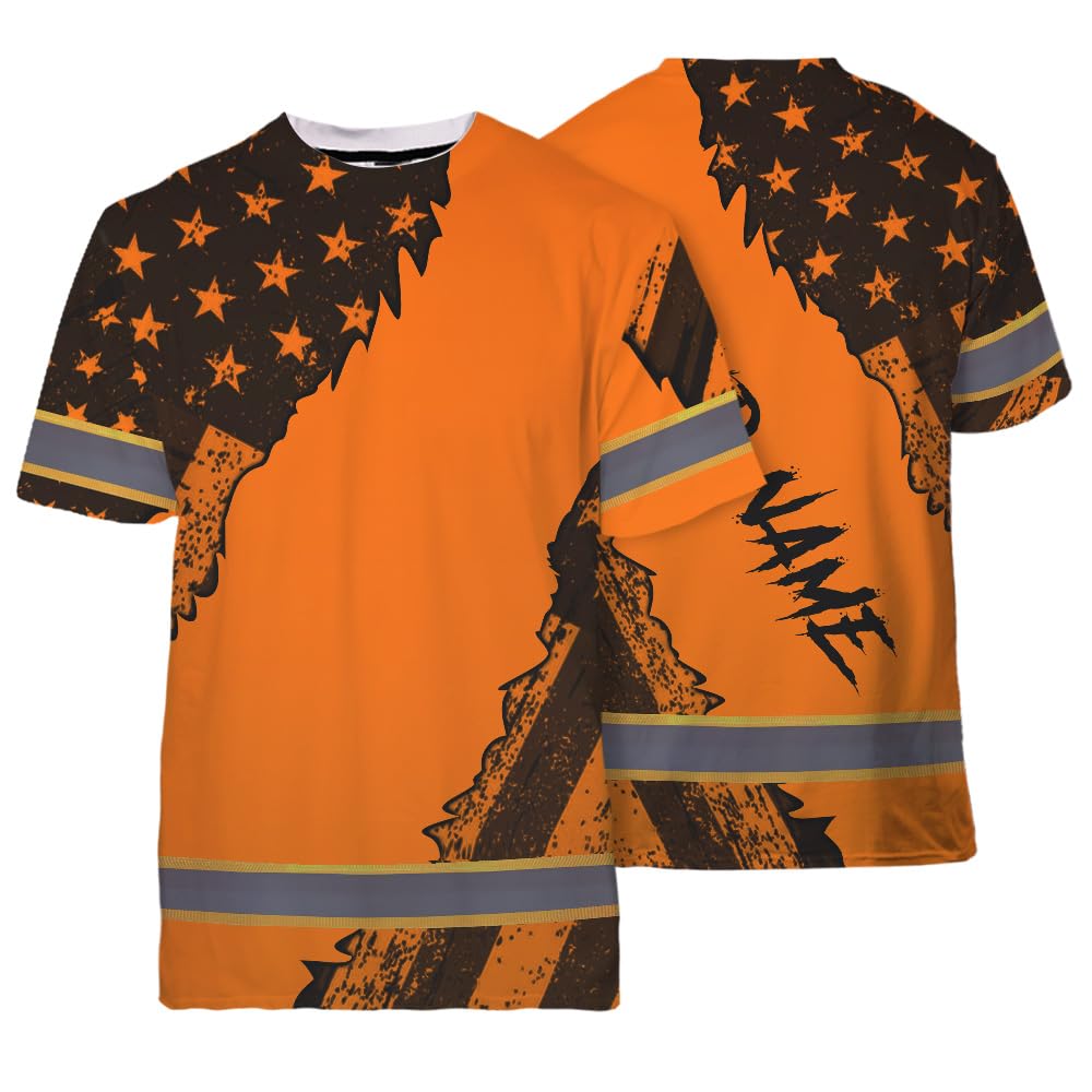 Maddly High Visibility US Flag Collection Safety Workwear Custom Name for Workers, Runners, Truckers, Patriotic