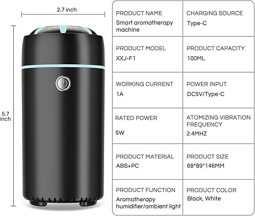 Miniatura 6 de Difusor humidificador de coche Ambientador inteligente de niebla fría para aceites esenciales USB para automóvil, hogar, oficina, dormitorio