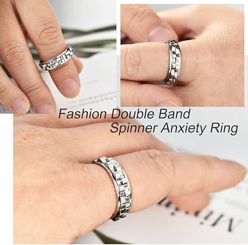 Miniatura 5 de FLYUN Anillos de ansiedad para hombres, anillos giratorios para mujeres y hombres, anillo de meditación para aliviar la ansiedad y el estrés