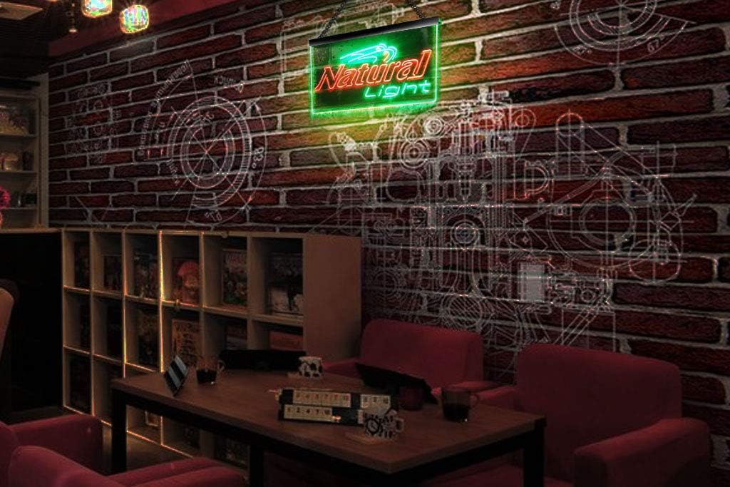 Onе-Dау Sаlе: Uр tо 50% оƒƒ zusme Natural Light Beer Bar Gift Novelty LED Neon Sign Red + Blue W24 x H16