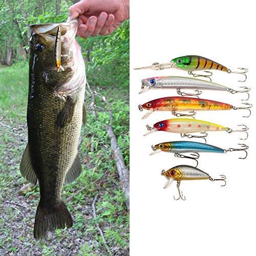 DECDEAL 43pcs Assorted Tamanho Minnow Fly Fishing Lures Pencil Popper Crankbaits Carp Fishing Wobble