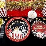 Movie Night Party Supplies Decorations, Movie Theme Birthday Paper Plates and Napkins Set with Cups and Straws for 24 Guests, 120 Pcs Disposable Party Snack Dinnerwares - Image 4