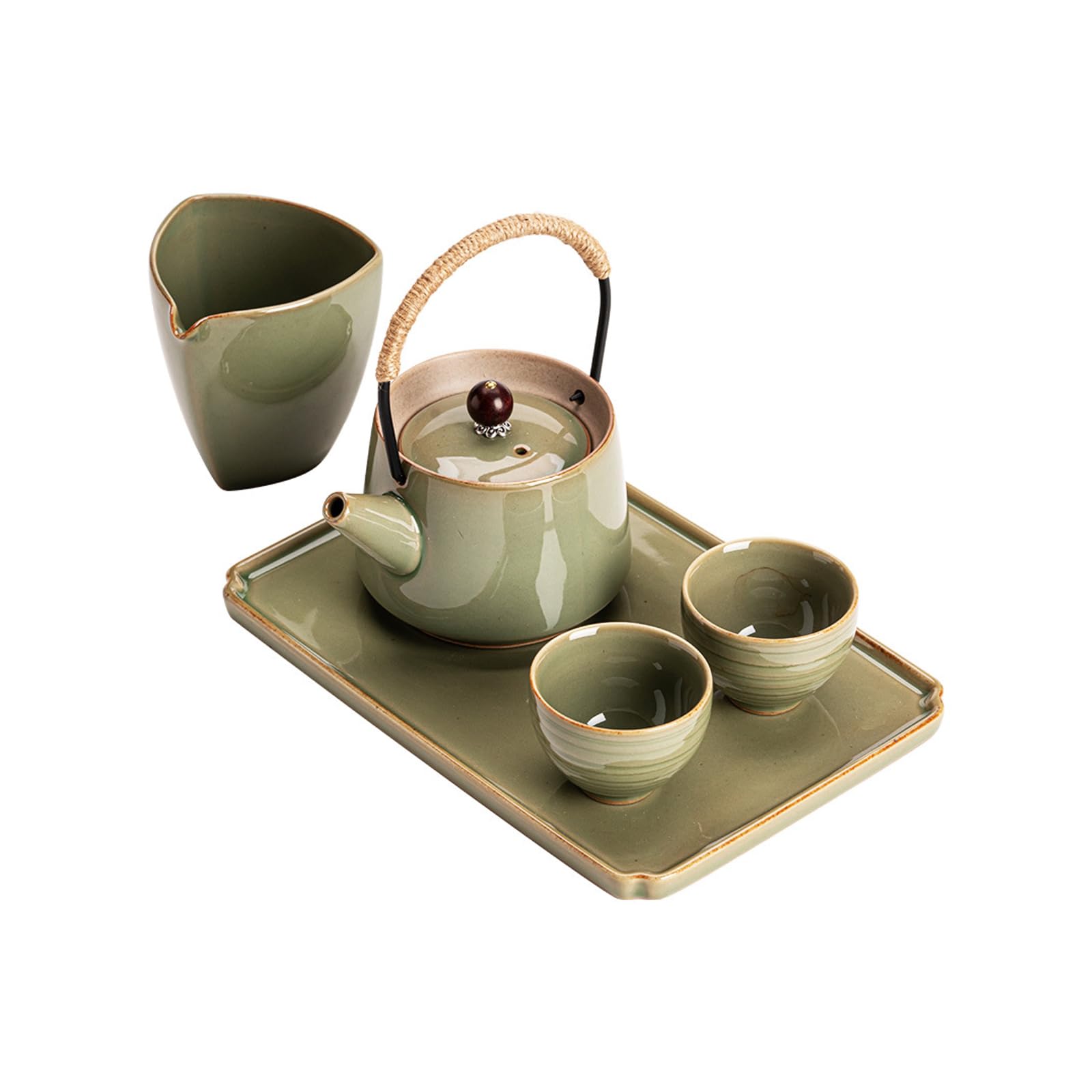 Poterie chinoise rétro plateau à thé sec Kung Fu vernis vert