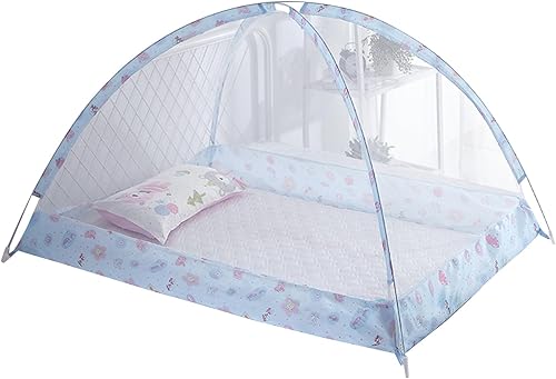 Red de cuna de bebé Plegable Instalación libre Alambre de acero transpirable Cama infantil Malla de malla (B)