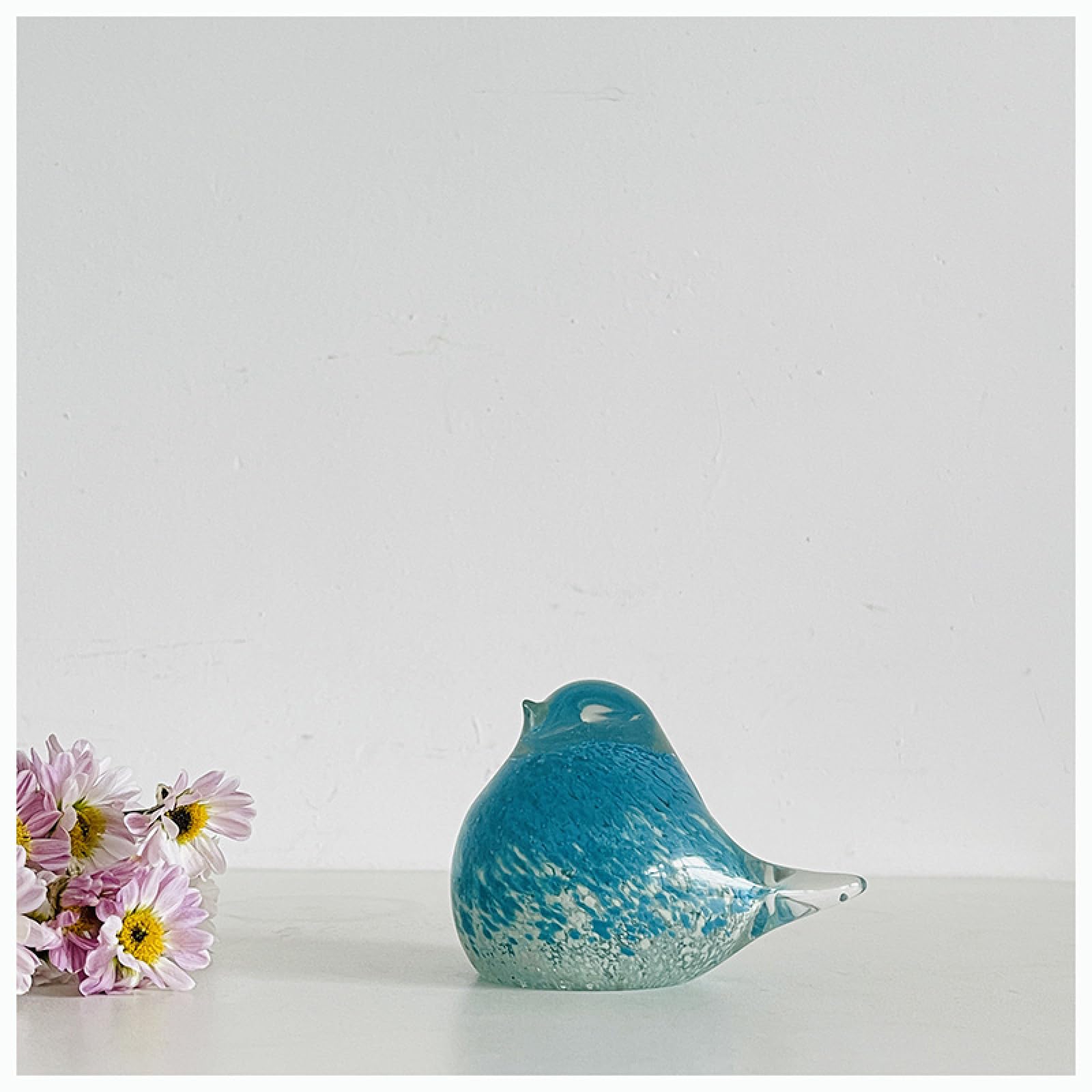 Dytartzx Blue Coloured Glaze Art Bird Sparrow Magpie Glass Figurine Handmade Animal Sculpture Blown Paperweights Ornament Home Table Decor