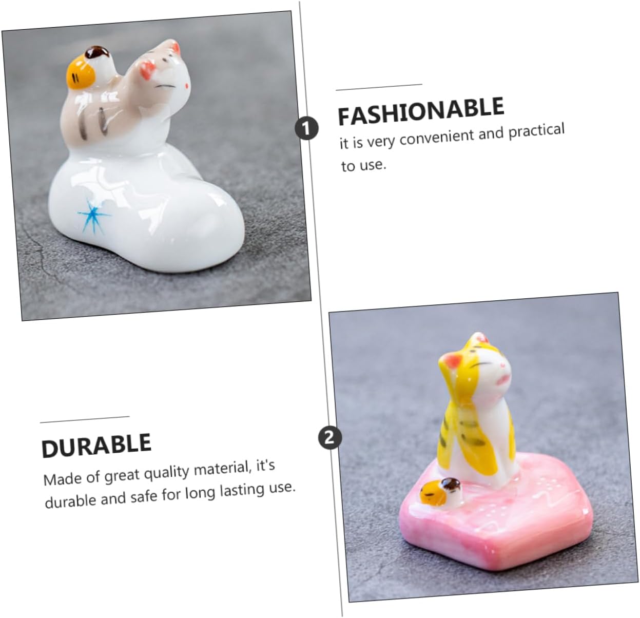 2pcs Ceramic Cat Chopstick Holder Random Styles for Home Dining Cute Tableware Accessory Elegant Cat Design for Parties and Gifts image 2
