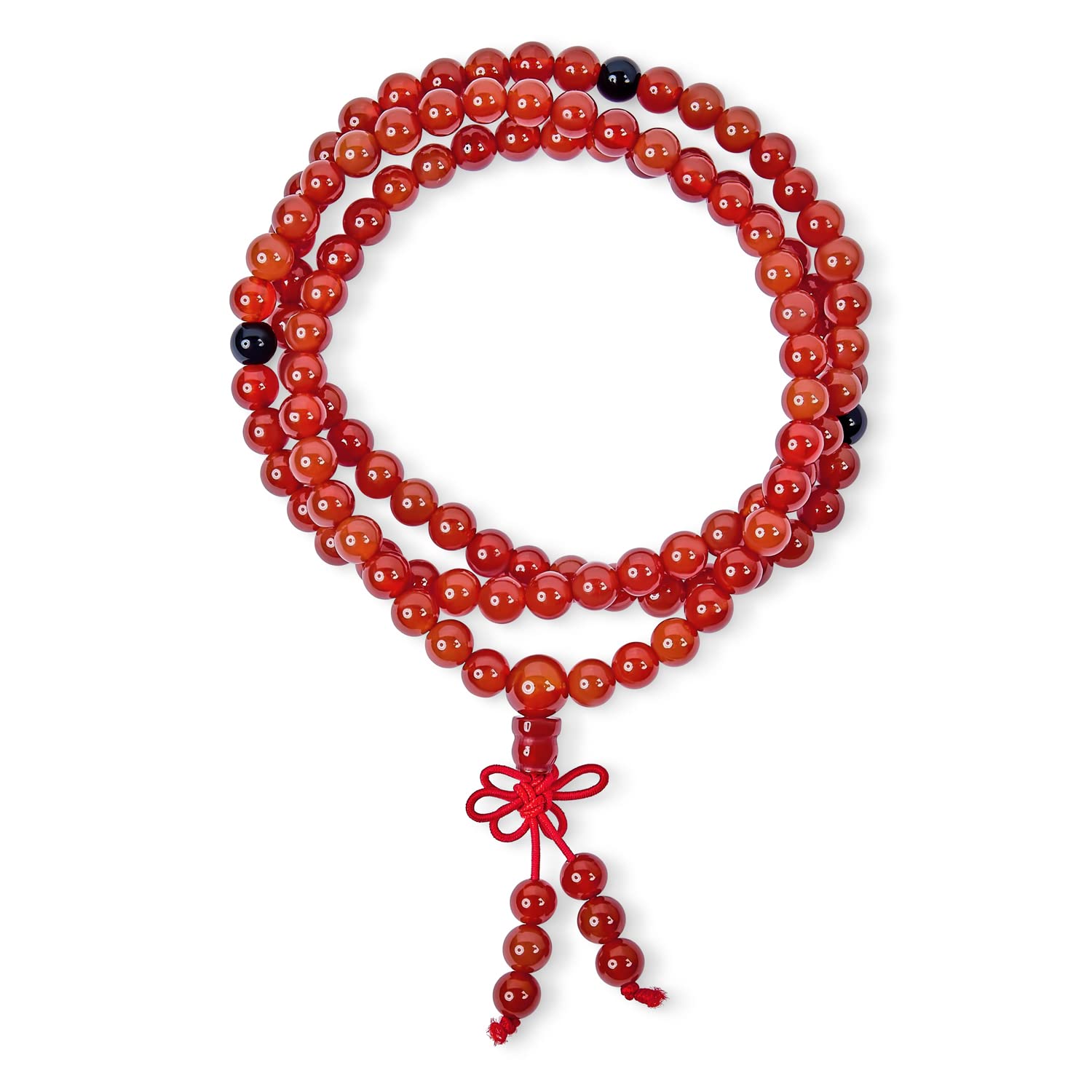 Bling Jewelry Unisex Marrón Tierra Piedra Natural Cornalina Rojo Budista Mala Oración Abalorios Largos Hilos Naturales Para La Meditación Oración Yoga Rosario Collar Apilamiento Envoltura Estiramiento Pulsera