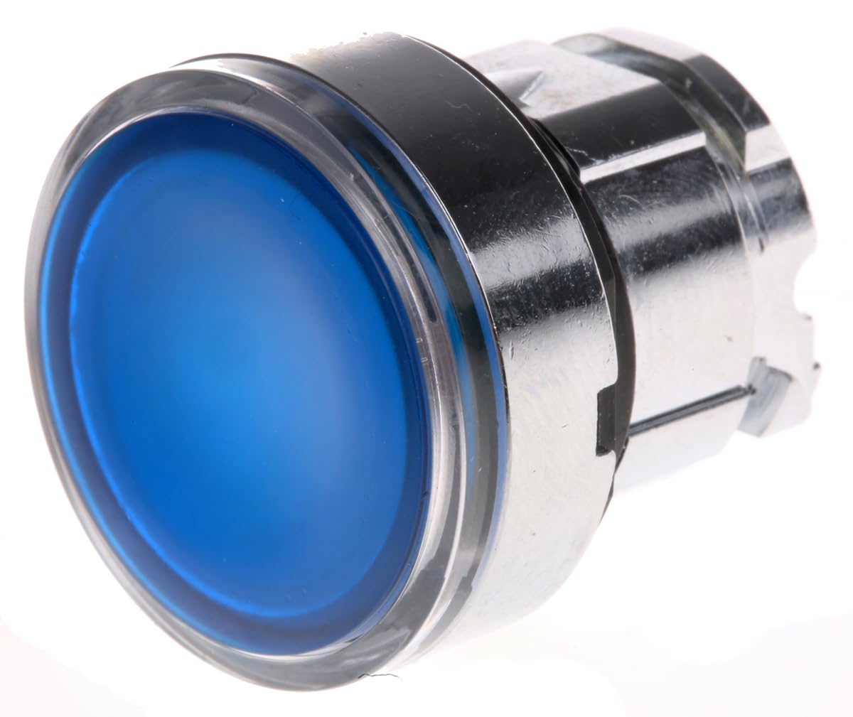 Tête bouton poussoir lumineux LED bleu ras projetant pour commande industrielle