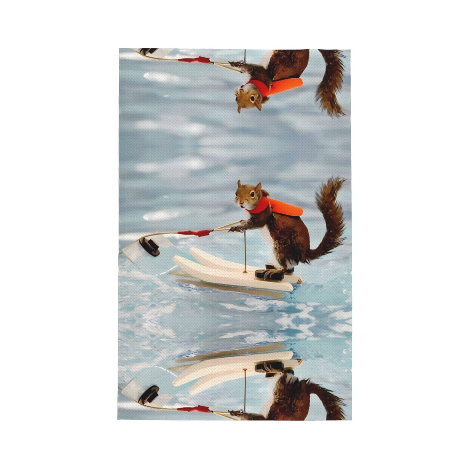 Samlng Black Water Skiing Fox Squirrel Waffle Kitchen Towel – Absorbent Dishcloths For Household Chores – Ideal For Kitchen, Bathroom, And Tea