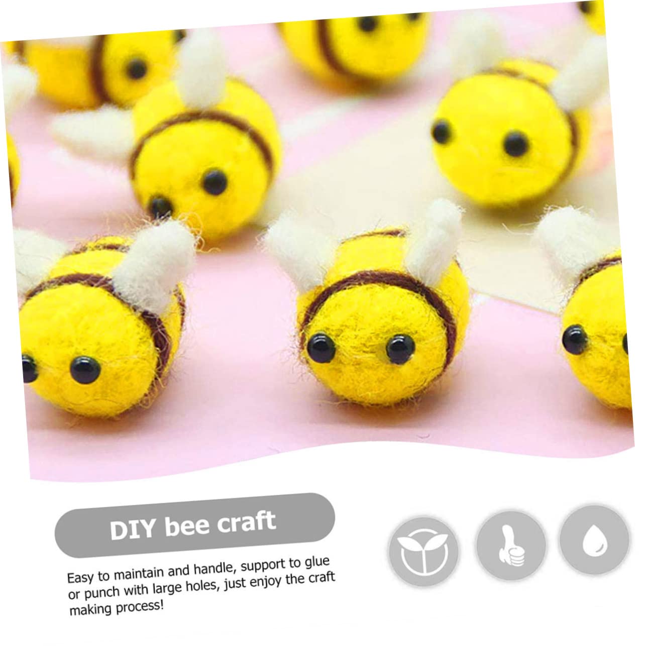 EXCEART 5 Set Lana Sensazione di Ciondolo Dell'ape Adulti Calabrone Fabbricazione Api Hair Charms Lovable Ape di Peluche Piccolo Mestiere di Ape Feltro di Lana Yellow 30 Pezzi*5