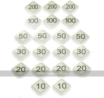 Set of 20 Bar Billiards Table Numbers Plastic Diamond Shaped for Tables with 2 x 30 and 1 x 10 Holes