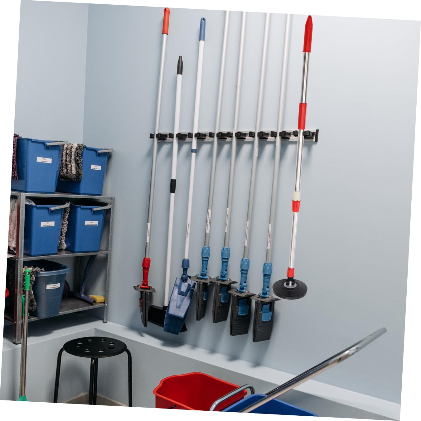 Tofficu Acero Inoxidable Palo de Fregona Rojo Extensible Giratorio