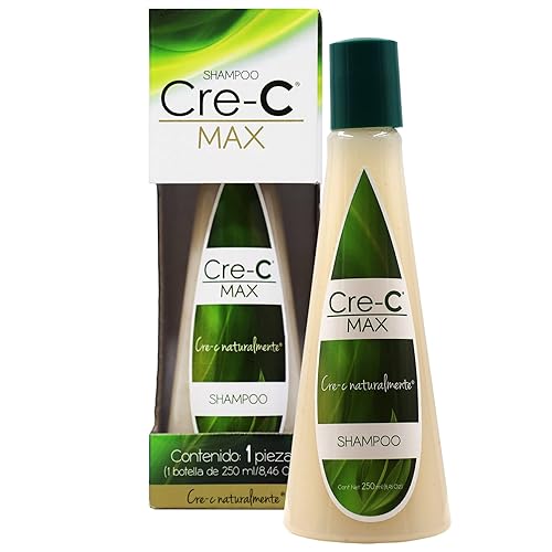 Cre-C Max Shampoo, Shampoo para prevenir la caída del cabello, Volumen y Brillo a tu cabello, 250 ml, Botella