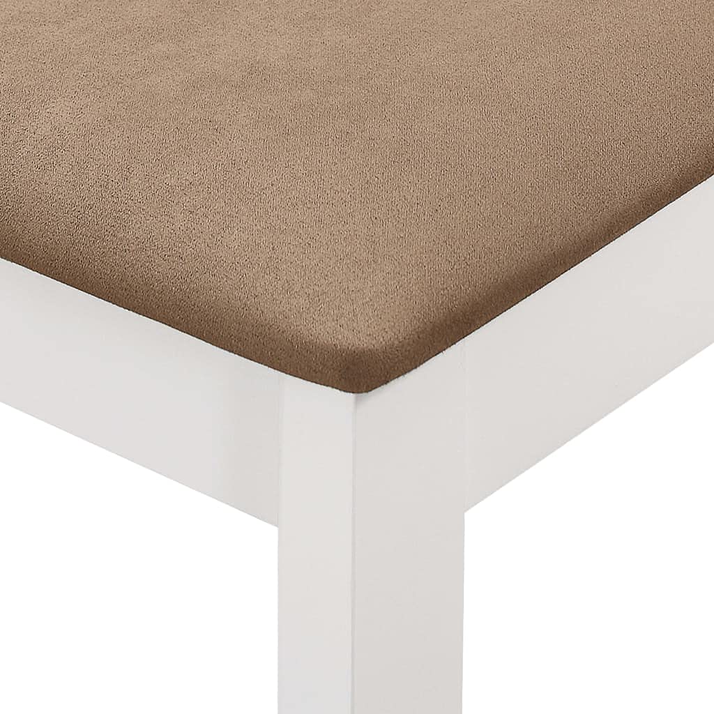 5-częściowy zestaw do jadalni z płyty MDF i drewna gumowego, biało-brązowy, stół do jadalni 120 x 75 cm plus 4 krzesła kremowe, do jadalni, kuchni, rodziny, dla gości, komfort siedzenia