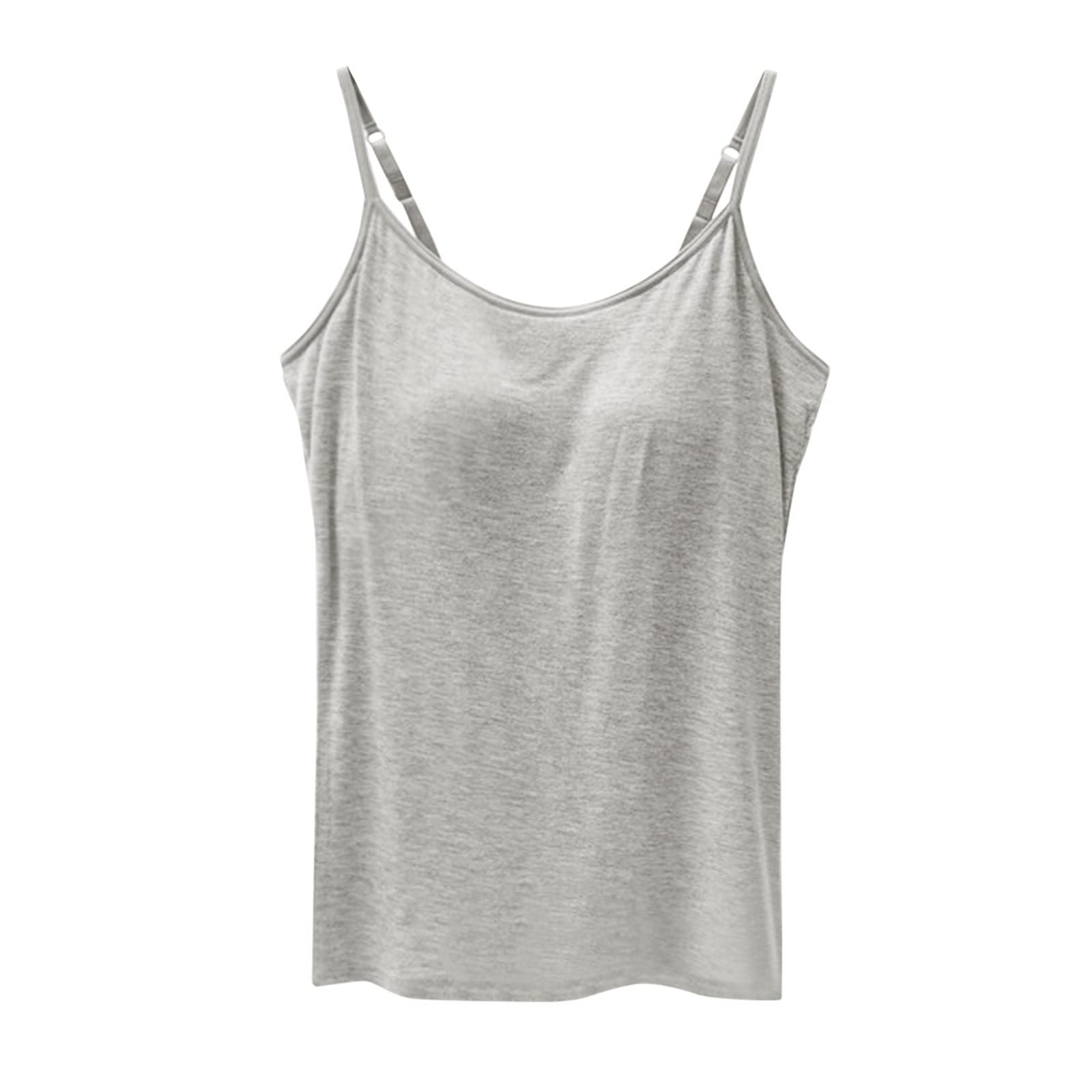 IQYU Top da donna nero con scollo a V con reggiseno integrato, in cotone, con spalline larghe, canotta estiva, canotta da yoga, top a spaghetti