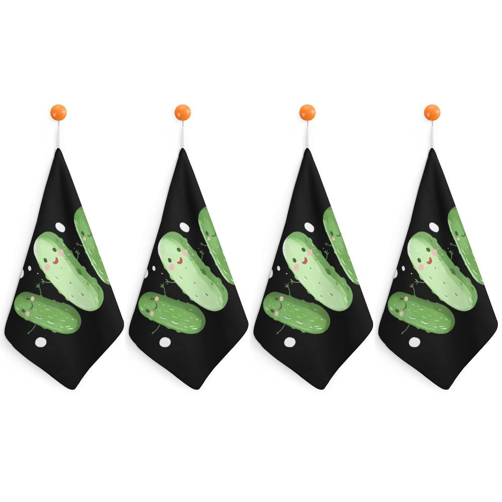TXFBTRFSA Cute Cucumber Pickle Hand Towels with Hanging Loop Kitchen Towel Handkerchiefs Cleaning Cloths