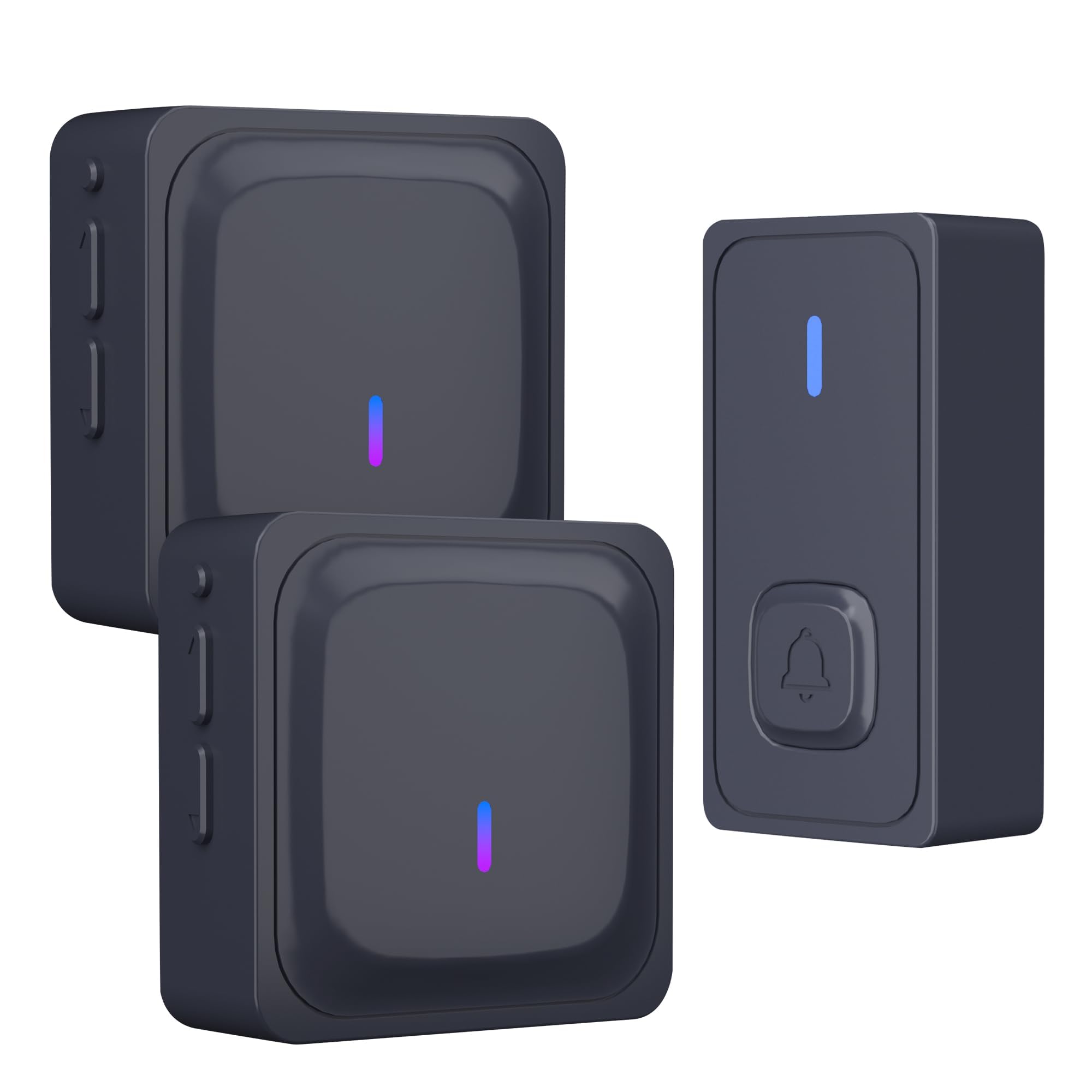 Wireless Door Bell for Home with 2Receivers,Plug in Doorbell Chime for Garage,Waterpoof Wall Mounted Doorbells Button for Apartment, Bedroom,Classroom, Kids Room(Black) — image 1