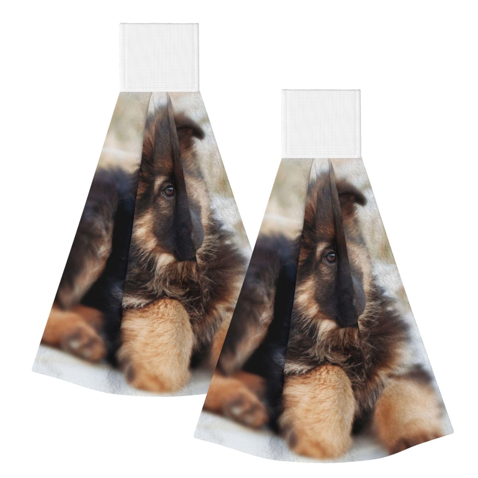 DOPKLNA German Shepherd Puppies Print, 2 Pcs Hanging Coral Fiber Hand Towels for Bathroom, Absorbent Kitchen Towels