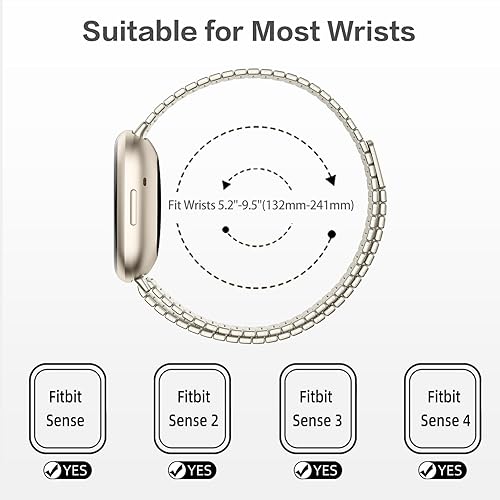 Miniatura 9 de Maledan Compatible con Fitbit SenseSense 2Versa 3Fitbit Versa 4 bandas para mujeres y hombres, correa magnética de malla de acero inoxidable de
