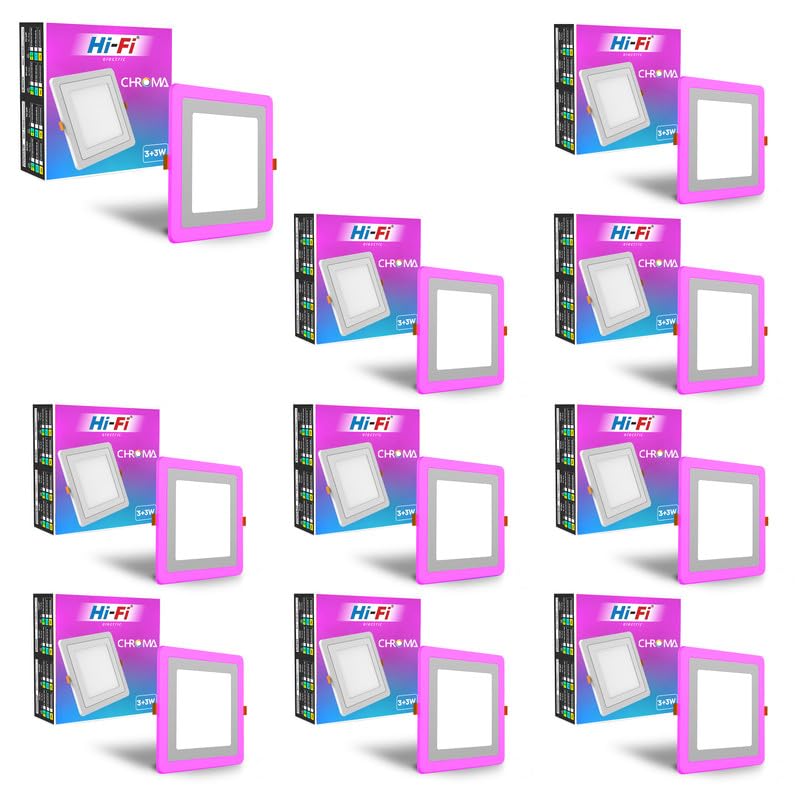 elleys' Chroma 2 in 1 Double Colour LED Light Square Size | Concealed Light Featuring 3 Lighting Modes with 3W + 3W Power | Celling Light for Home & Office |Cut-Out: 90mm|Color-White & Pink_Pack 10-image-46