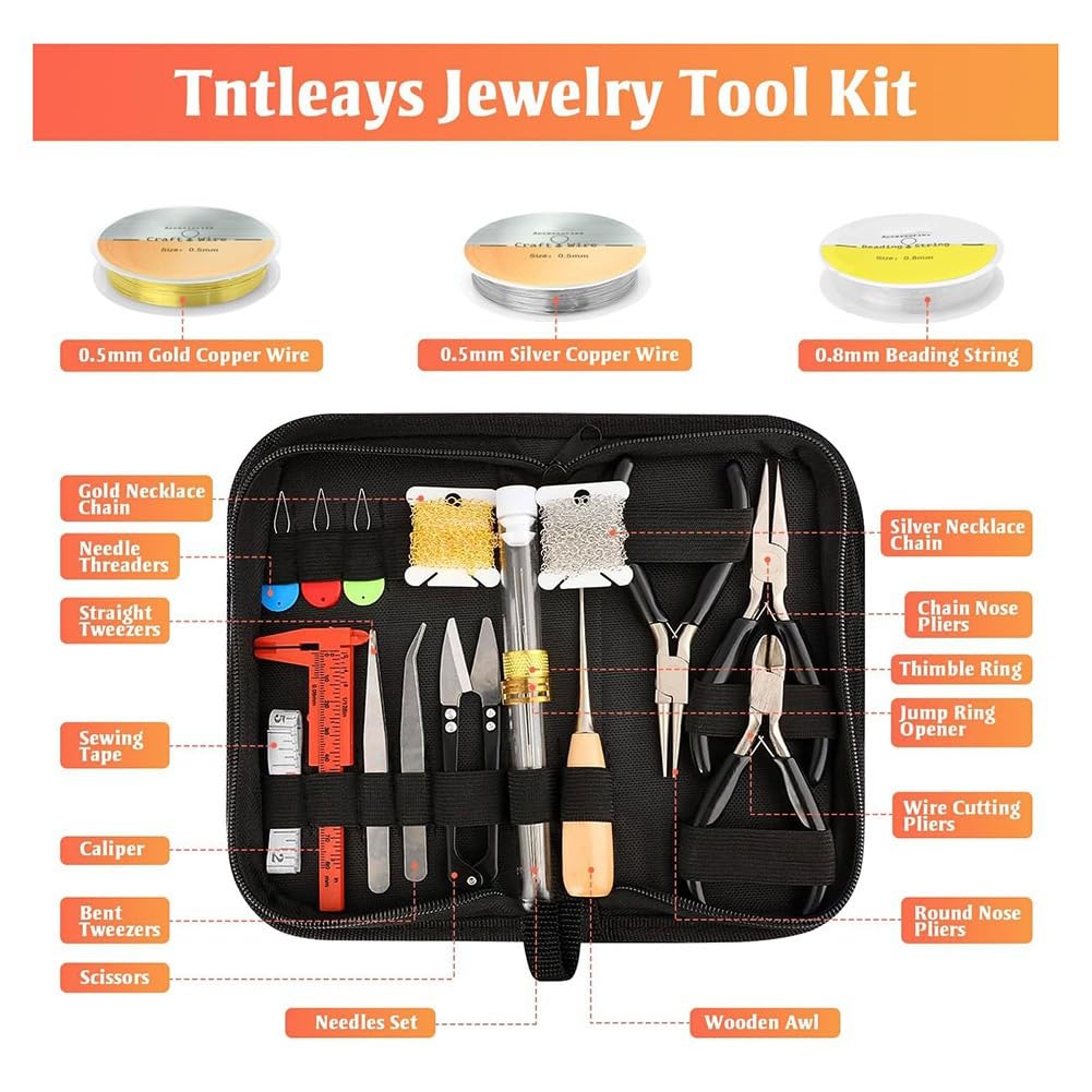 Correa Articoli per Creazione di Gioielli per Adulti, Kit di Accessori per Creazione di Gioielli con Strumenti per Creazione di Gioielli, Pinze per Gioielli, Ciondolo con Lettere