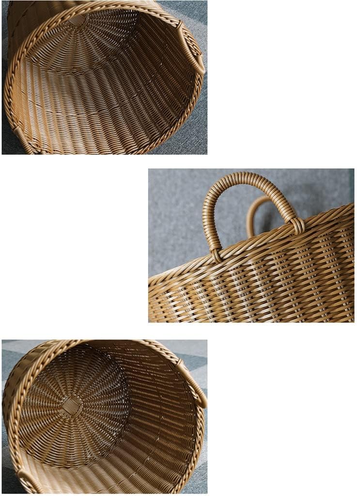 Dirty Clothes Basket Imitation Rattan Dirty Clothes Basket Hotel Bathroom Laundry Basket Dirty Clothes Storage Basket (Light Brown)