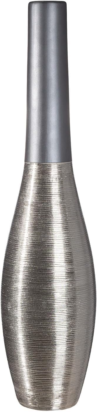 Gilde Jarrón de suelo London - cerámica - antracita mate - 73 cm x 17 cm - jarrón decorativo