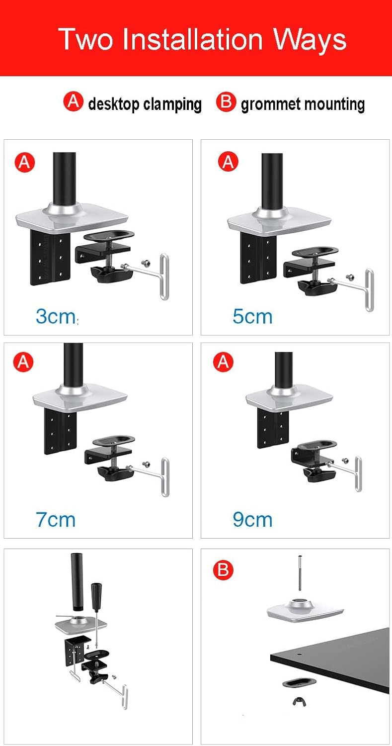 XSJ8013C Aluminum Alloy Ultra Long Arm LED LCD Monitor Holder Table Clamping Full Motion Monitor Mount Support (Silver)
